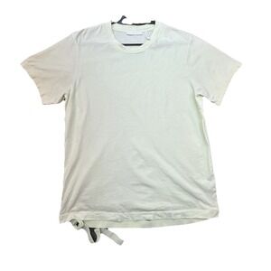 Helmut Lang Mint Green Logo‎ T Shirt Mens L Drawstring Hem Made in Portugal